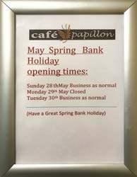 May Spring Bank Holiday Opening Times